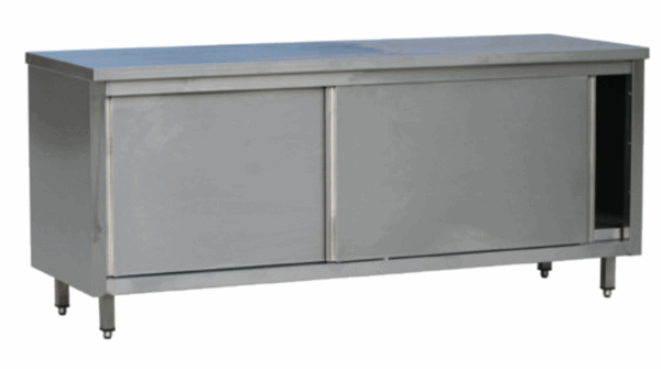 Table armoire inox avec porte coulissantes : 1600x600mm