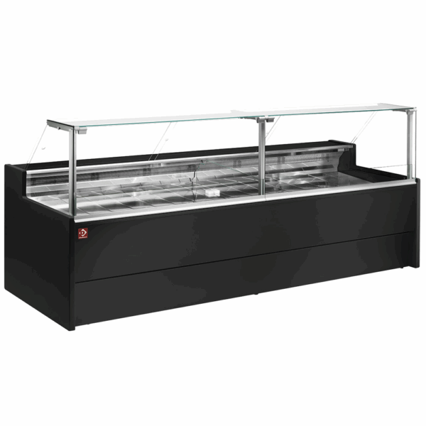 Comptoir réfrigéré ventilé à vitre droite 90° Noir VENICE