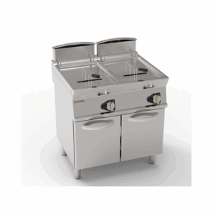 Friteuse 2x13L gaz cuve en v (zone froide) sur struct. fermé