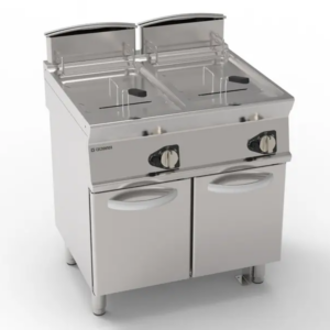 Friteuse gaz 2x17L cuve en V +zone froide sur armoire fermée
