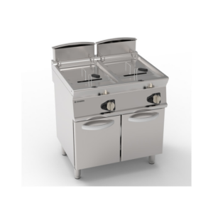 Friteuse 2x13L gaz cuve en v (zone froide) sur struct. fermé